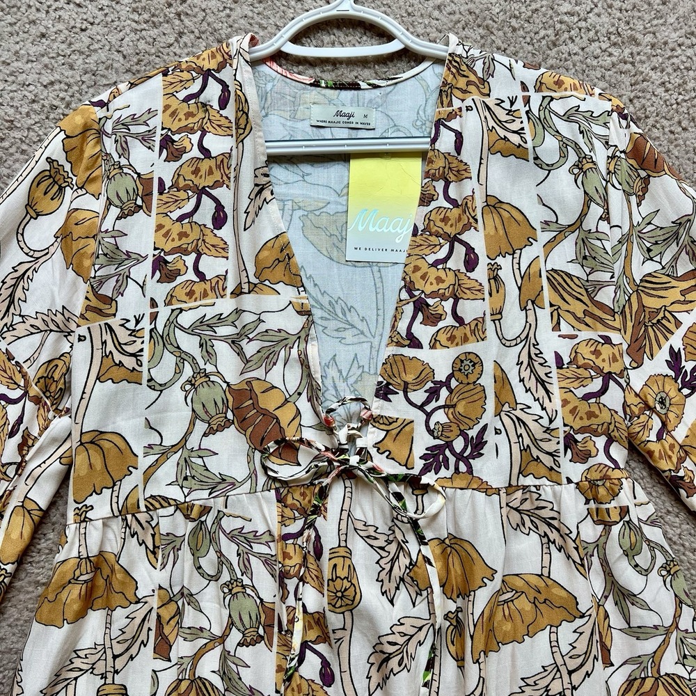 NWT! Maaji  Floral Spring Garden  3/4 Sleeves Short Swim Cover Up‎ Size M - Picture 2 of 10